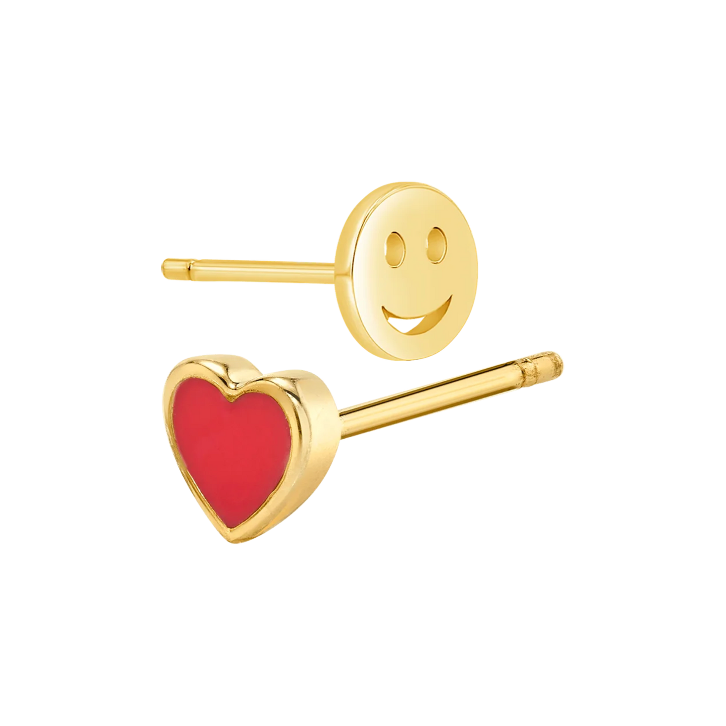 BFF 14k Stud Earrings smiley heart - Vive La Compagnie