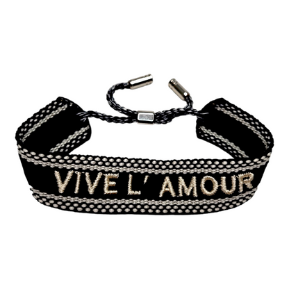 The Chorus Bracelet Vive L'amour Long Live Love black and white adjustable Vive La Compagnie